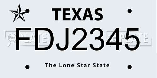 FDJ2345 Texas License Plate