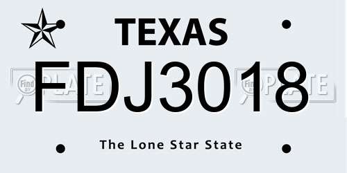 FDJ3018 Texas License Plate