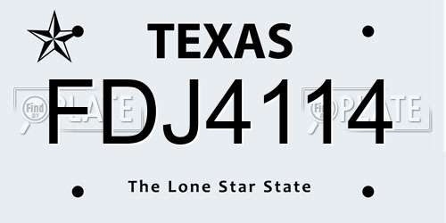 FDJ4114 Texas License Plate