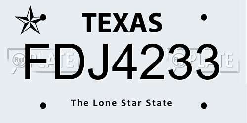 FDJ4233 Texas License Plate