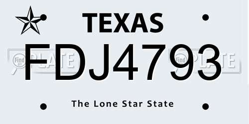 FDJ4793 Texas License Plate