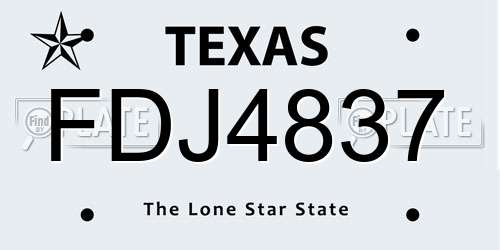 FDJ4837 Texas License Plate