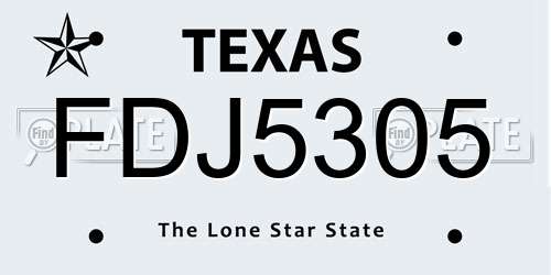 FDJ5305 Texas License Plate