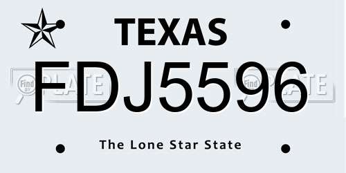 FDJ5596 Texas License Plate