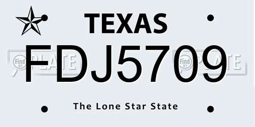 FDJ5709 Texas License Plate
