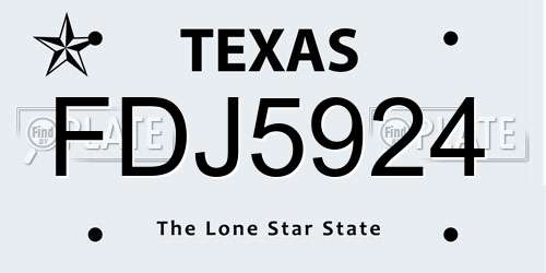 FDJ5924 Texas License Plate