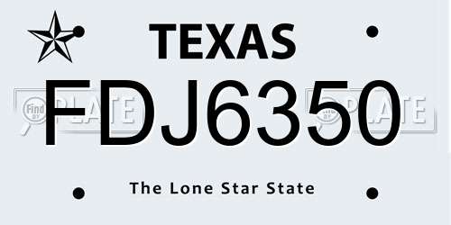 FDJ6350 Texas License Plate