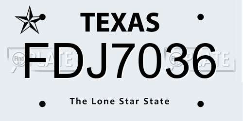 FDJ7036 Texas License Plate