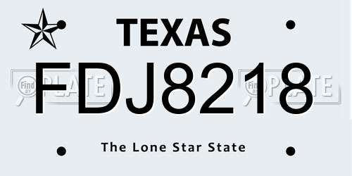 FDJ8218 Texas License Plate