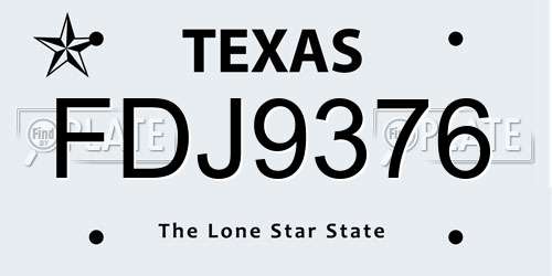 FDJ9376 Texas License Plate