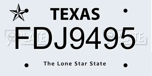 FDJ9495 Texas License Plate