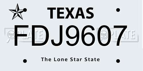 FDJ9607 Texas License Plate