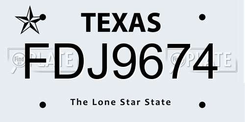 FDJ9674 Texas License Plate