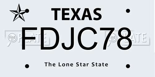 FDJC78 Texas License Plate