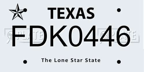 FDK0446 Texas License Plate