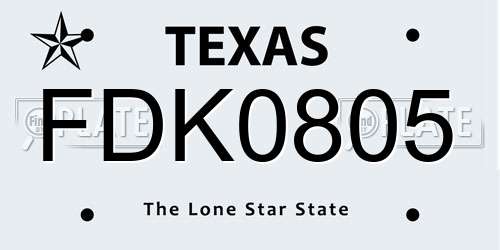 FDK0805 Texas License Plate