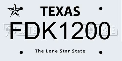 FDK1200 Texas License Plate