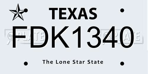 FDK1340 Texas License Plate
