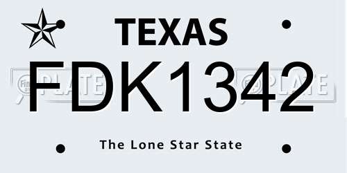 FDK1342 Texas License Plate