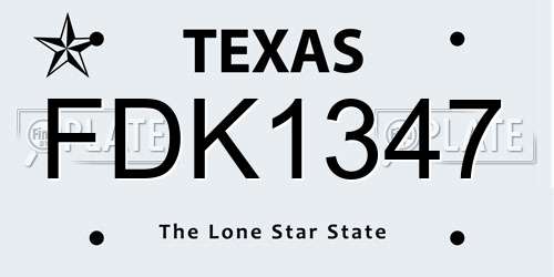 FDK1347 Texas License Plate