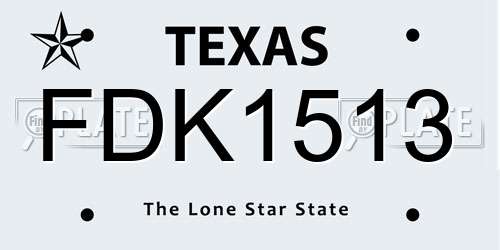 FDK1513 Texas License Plate