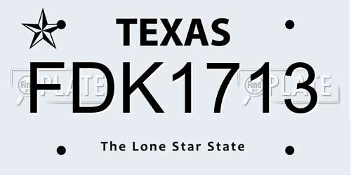 FDK1713 Texas License Plate