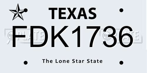 FDK1736 Texas License Plate