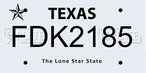FDK2185 Texas License Plate