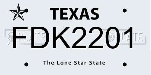 FDK2201 Texas License Plate