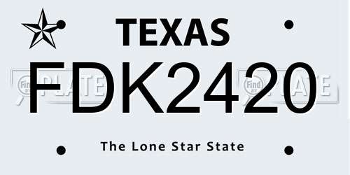 FDK2420 Texas License Plate
