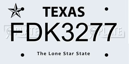 FDK3277 Texas License Plate