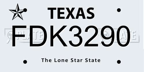 FDK3290 Texas License Plate