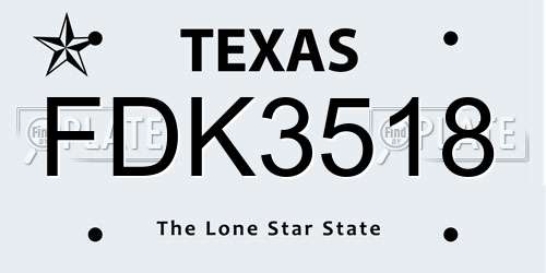 FDK3518 Texas License Plate