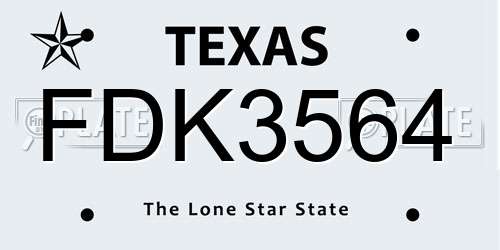 FDK3564 Texas License Plate