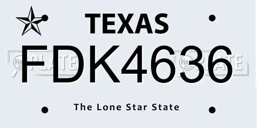 FDK4636 Texas License Plate