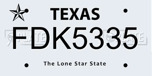 FDK5335 Texas License Plate