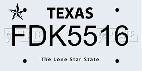 FDK5516 Texas License Plate