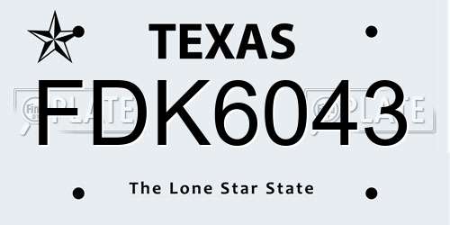 FDK6043 Texas License Plate