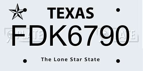 FDK6790 Texas License Plate
