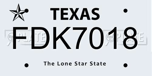 FDK7018 Texas License Plate
