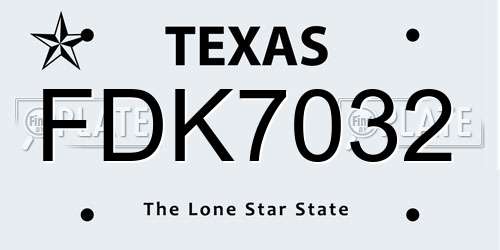 FDK7032 Texas License Plate
