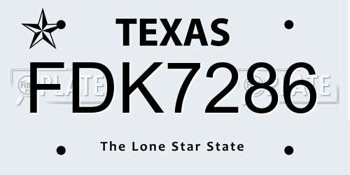FDK7286 Texas License Plate