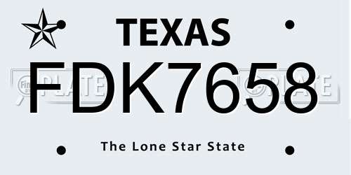 FDK7658 Texas License Plate