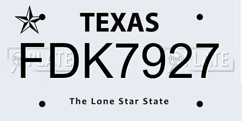 FDK7927 Texas License Plate