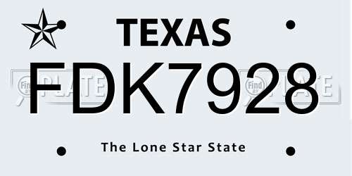 FDK7928 Texas License Plate