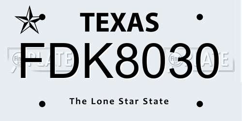 FDK8030 Texas License Plate