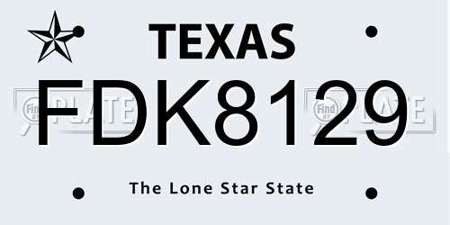FDK8129 Texas License Plate