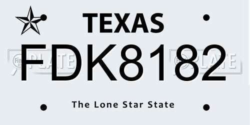 FDK8182 Texas License Plate
