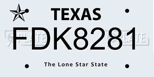 FDK8281 Texas License Plate
