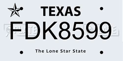 FDK8599 Texas License Plate